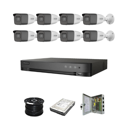 HikVision 8 Ch Turbo HD Kit - Embedded DVR - 8 x Vari Focul HD1080P Ca