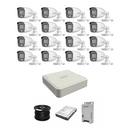 Colour Night vision - Hilook by Hikvision 16ch Turbo HD kit -16 x 1080p ColorVu cameras - 20m Full colour night vision - 1TB HDD - 100m Cable