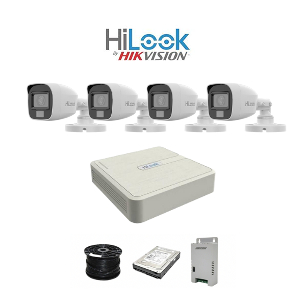 HiLook 2MP Dual Smart-Hybrid Light 4ch Turbo HD kit DVR x HD1080