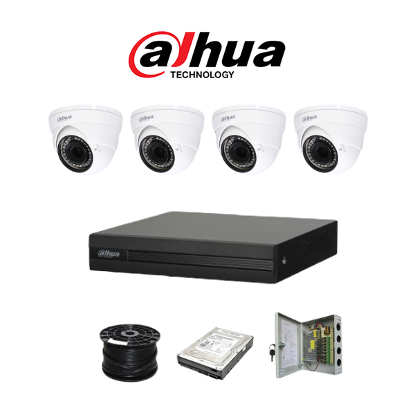 Dahua 4ch HDCVI kit Pentra-Brid XVR x 1080P cameras 20m Night