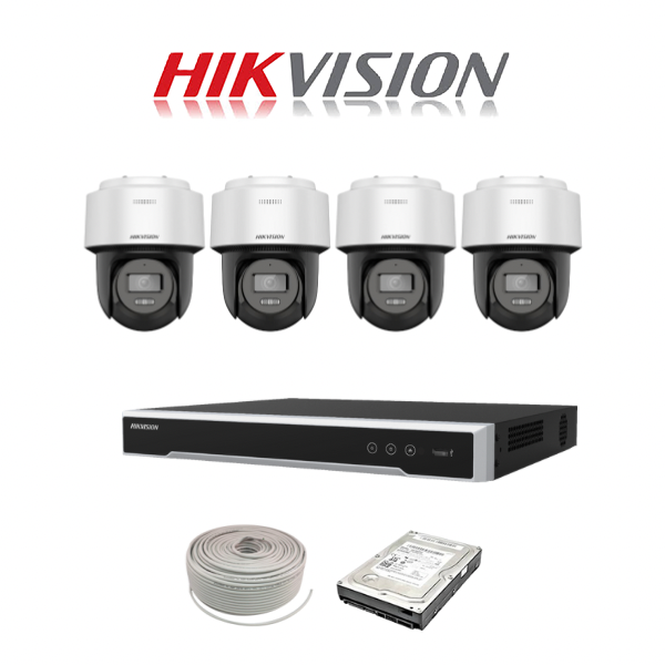 NEW! Hikvision 4MP IP Pan Tilt Camera Kit 8ch NVR with POE x