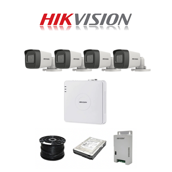 HikVision 4 Ch Turbo HD Kit - Embedded DVR - 4 X HD1080P Camera - 20M