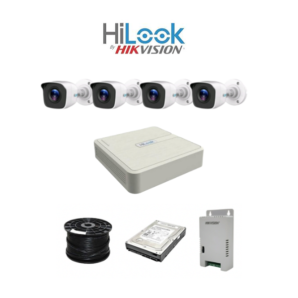 HiLook by Hikvision 4ch Turbo HD kit DVR x HD1080P Camera 20M Night  vision 500GB HD 100m Cable