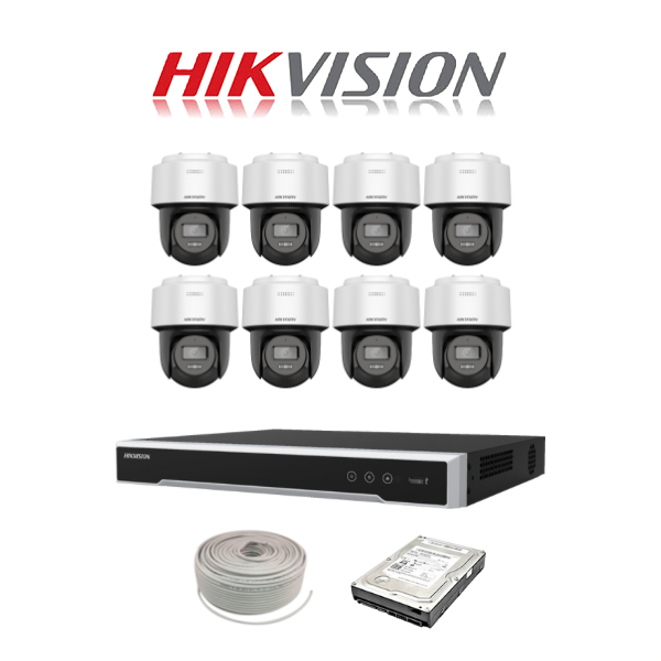 NEW! Hikvision 4MP IP Pan Tilt Camera Kit 8ch NVR with POE x