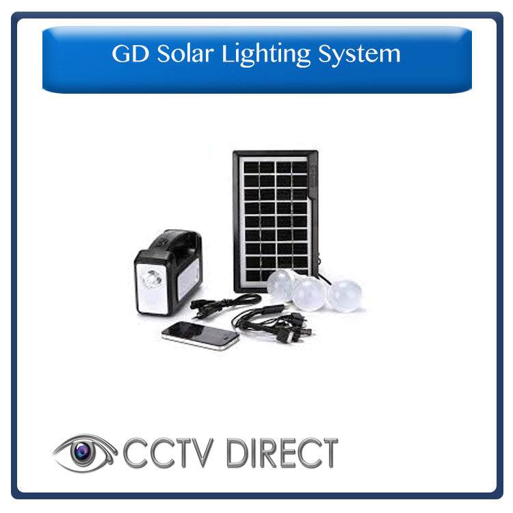 GDlite Solar Ligthing System with a Torch & 3 x SMD LED bulbs, solar panel. Charges cellphone