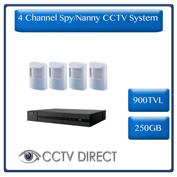 Spy / Nanny Camera system, includes 4 hidden PIR camera's with internet viewing