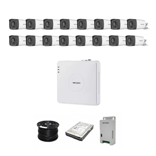 HikVision 16 Ch Turbo HD Kit - Embedded DVR - 16 x HD1080P Camera - 40M Night vision - 1TB HD - 100m Cable