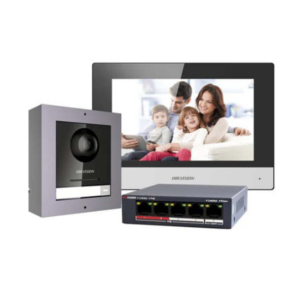 HIKVISION 1-1 Video Intercom Kit with SD Card and 4 Port Switch