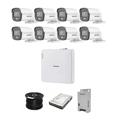 Hikvision 8 Channel 1080p 20M ColorVu Kit With Audio  SMART HYBRID Cameras | 1TB HDD | 100m RG59