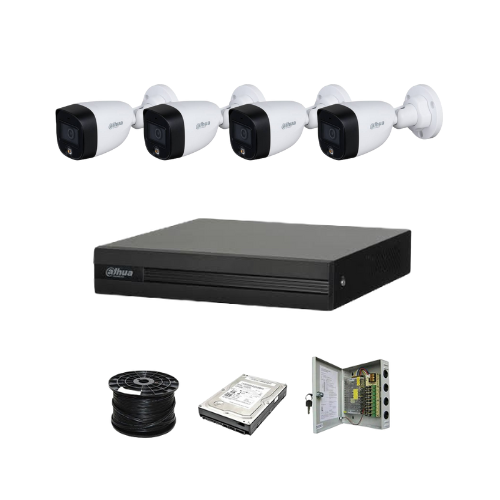 Dahua 4ch Full-Color HD Kit - HD DVR _ 4 x 1080p Full-Color cameras - 20m Full colour night vision - 500GB HDD - 100m Cable