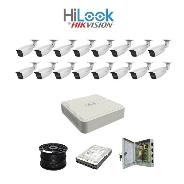 HiLook by HikVision 16 Ch Turbo HD Kit - Embedded DVR - 16 x Vari Focul HD1080P Camera - 40M Night vision - 1TB HD - 200m Cable