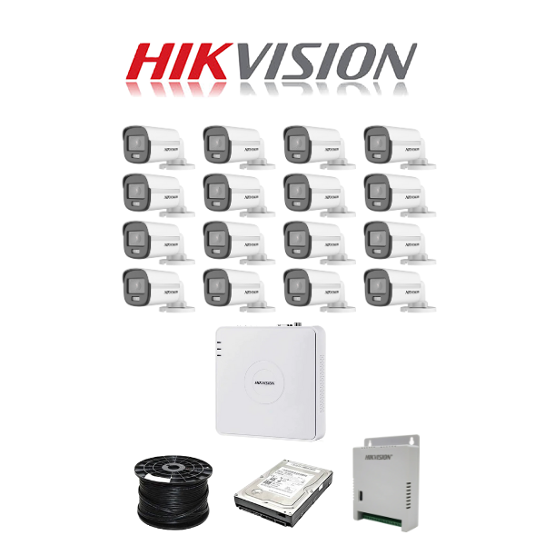 Hikvision 16 Channel 1080p ColorVu Kit With Audio Cameras | 1TB | 100M RG59