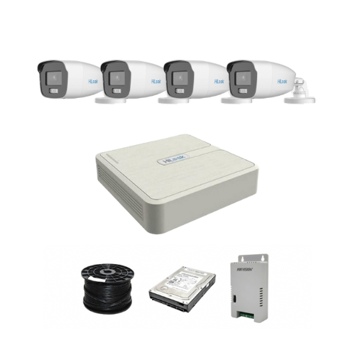 Colour Night vision - Hilook by Hikvision 4ch Turbo HD kit - 4 x 1080p ColorVu cameras - 40m Full colour night vision - 320GB HDD - 100m Cable