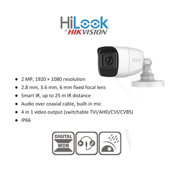 ** System with Audio ** HiLook by Hikvision 16ch Turbo HD kit - DVR - 16 x HD1080P Camera - 20M Night vision - Audio - 1TB HD - 100m Cable