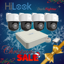 HiLook by Hikvision 4MP IP Pan Tilt Camera Kit - 8ch NVR with 8 POE - 4 x 4 MP IP Pan Tilt 0X DarkFighter IR Network Speed Dome - 1TB HDD - 100m Cat5 cable