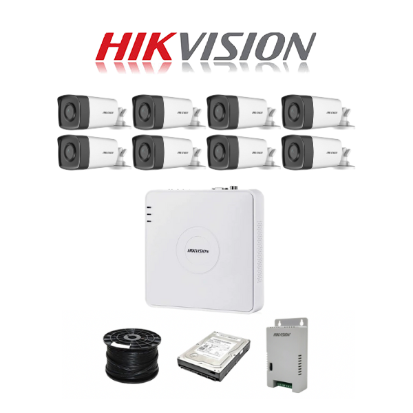 HikVision 8 Ch Turbo HD Kit - Embedded DVR - 8 x HD1080P Camera - 40M Night vision - 1TB HD - 100m Cable