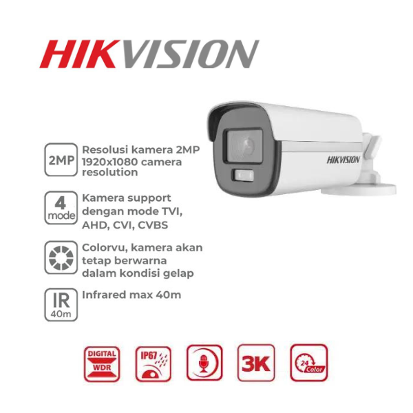 Hikvision 8ch Turbo HD Kit - HD DVR - 8 x 1080p ColorVu cameras - 40m Full colour night vision - 1TB HDD - 100m Cable