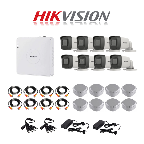 Hikvision 1080P 8 Channel DVR & 8 Bullet Cameras DIY CCTV KIT