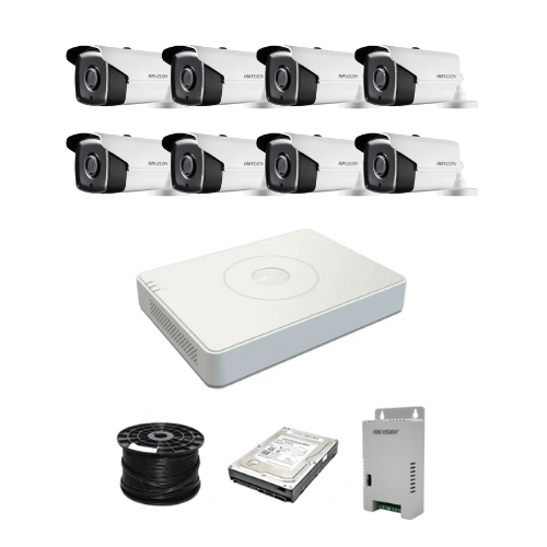 HikVision 8 Ch Turbo HD Kit - Embedded DVR - 8 x HD1080P Camera - 80M Night vision - 1TB HD - 100m Cable