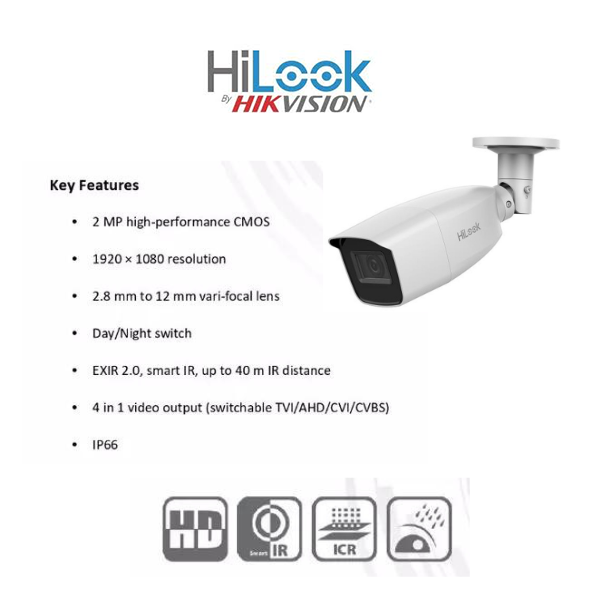 HiLook by HikVision 16 Ch Turbo HD Kit - Embedded DVR - 16 x Vari Focul HD1080P Camera - 40M Night vision - 1TB HD - 200m Cable