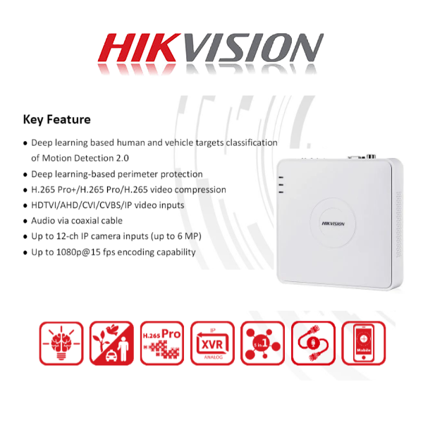 Hikvision 4 Channel 1080p 20M ColorVu Kit With Audio SMART HYBRID Cameras | 500GB | 100M RG59