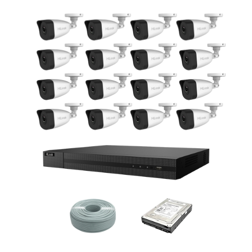 HiLook 5MP IP camera kit - 16ch NVR - 16 x 5MP IP cameras - 4TB HDD - 300M cable - 30M Night vision