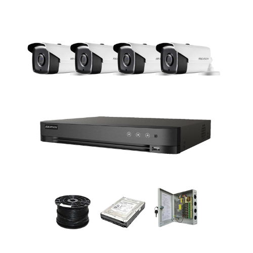 Hikvision 4ch 5MP Turbo HD kit - HD DVR - 4 x HD 5MP cameras - 1TB HDD - 100m Cable - 30m Night vision