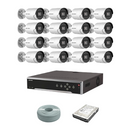 Hikvision 4MP IP camera kit, 32ch 4K AcuSense NVR with 16 POE, 16 x Hikvision 4MP AcuSense IP bullet cameras 40m IR, 6TB HDD, 300m cable