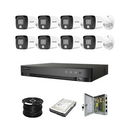 Hikvision 8ch 5MP Turbo HD kit - HD DVR - 8 x NEW! 3K 5MP Smart Hybrid Light Audio Camera - 1TB HDD - 100m Cable - 20m Night vision