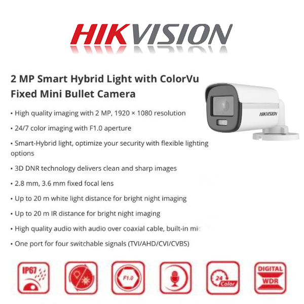 Hikvision COLORVU 1080P 4 Channel DVR & 4 Bullet Cameras DIY CCTV KIT