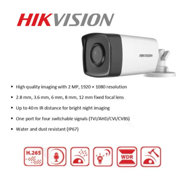 HikVision 16 Ch Turbo HD Kit - Embedded DVR - 16 x HD1080P Camera - 40M Night vision - 1TB HD - 100m Cable