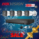 Hikvision 4ch 5MP Turbo HD kit - HD DVR - 4 x NEW! 3K 5MP Smart Hybrid Light Audio Camera - 500GB HDD - 100m Cable - 20m Night vision