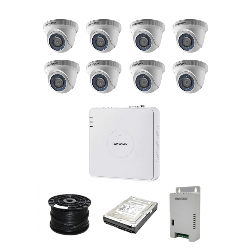 HikVision 8 Ch Turbo HD Kit - Embedded DVR - 8 x 1080P Camera - 20M Night vision - 500GB HDD - 100m Cable