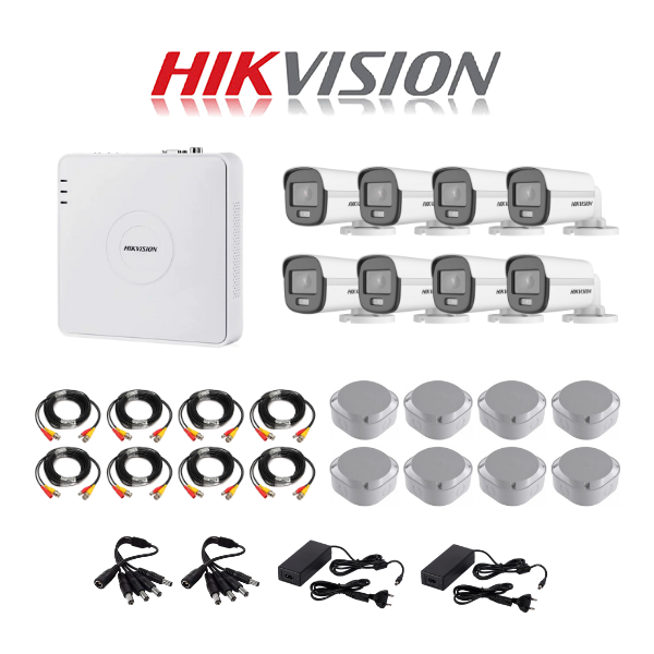 Hikvision 1080P COLORVU 8 Channel DVR & 8 Bullet Cameras DIY CCTV KIT