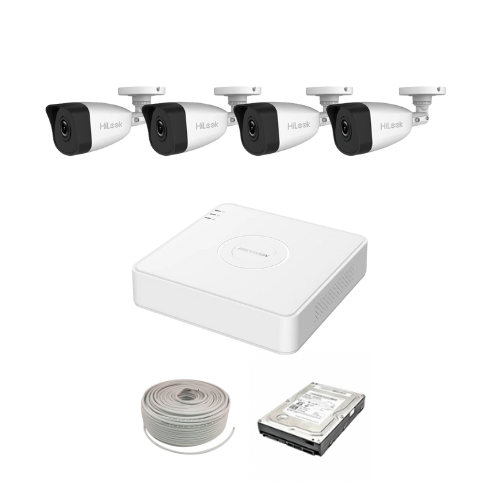 HiLook by Hikvision 5MP IP Kit - 4ch NVR with 4POE, 4 x 5MP IP cameras 30m IR, 1TB HDD, 100m Cable