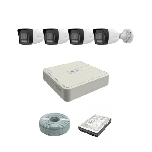 HiLook by Hikvision 2MP IP AUDIO camera kit - 8ch NVR with 8 POE - 4 x 2MP IP cameras 30m IR - 1TB HDD - 100m Cat5 cable