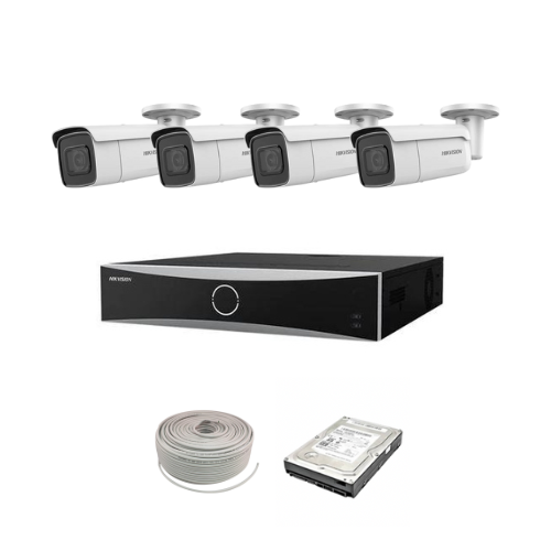 Hikvision ACUSENSE 4MP IP camera kit - 16ch 4K NVR - 4 x 4MP IP cameras - 1TB HDD - 100M cable - 80M Night vision