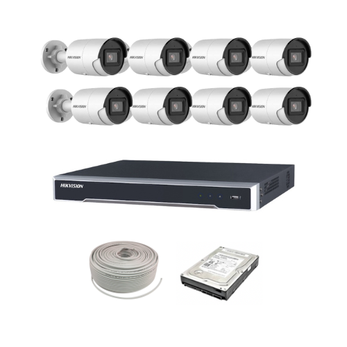 Hikvision 4MP IP camera kit - 8ch 4K NVR - 8 x 4MP IP  AcuSense cameras - 2TB HDD - 100M cable - 40M Night vision