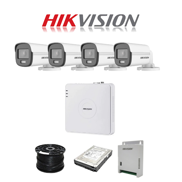 Hikvision 4 Channel 1080p ColorVu Kit With Audio Cameras | 500GB | 100M RG59