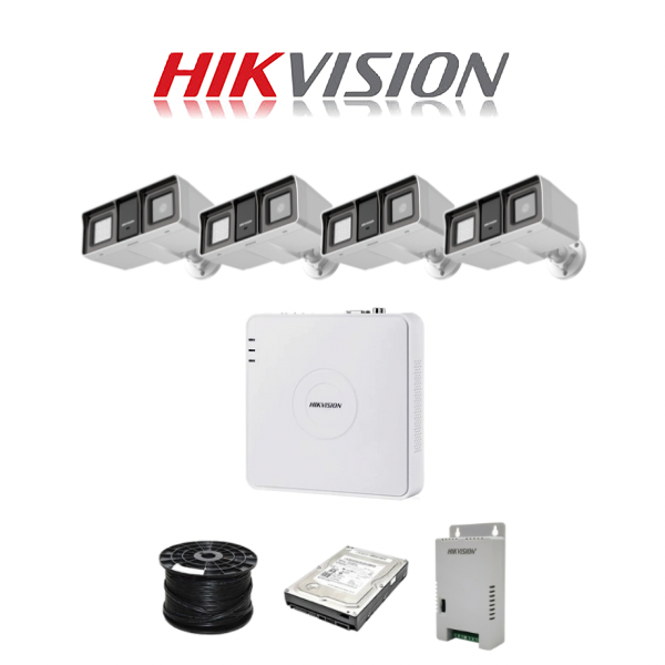 NEW! HikVision 4 Ch Turbo HD Kit - Embedded DVR - 4 x Hikvision 2MP Smart Hybrid Light Audio Camera 60M Night Vision - 500GB HD - 100m Cable