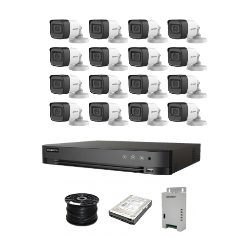 HikVision 16 Ch Turbo HD Kit - 7200 Series DVR up to 4MP - 16 x HD1080P Camera - 20M Night vision - 1TB HD - 100m Cable