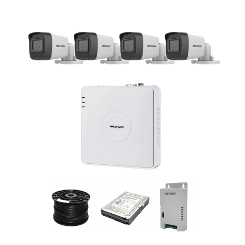 HikVision 4 Ch Turbo HD Kit - Embedded DVR - 4 x HD1080P Camera - 20M Night vision - 500GB HD - 100m Cable