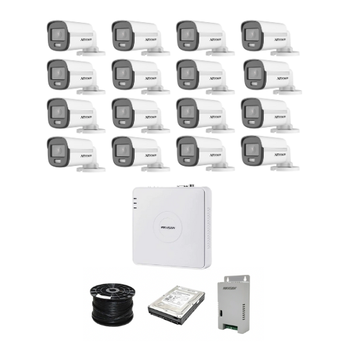 Hikvision 16 Channel 20M 1080p ColorVu Kit With Audio SMART HYBRID Cameras | 1TB | 100M RG59