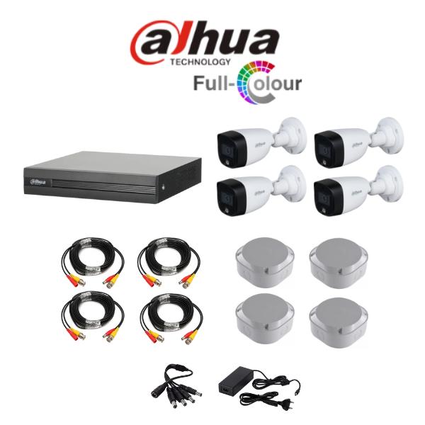 Dahua FULL COLOR 1080P 4 Channel DVR & 4 Bullet Cameras DIY CCTV KIT