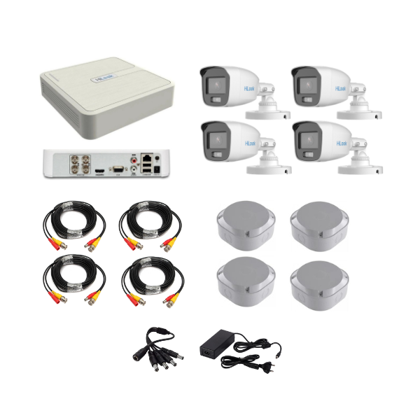 HiLook COLORVU 1080P 4 Channel DVR & 4 Bullet Cameras DIY CCTV KIT