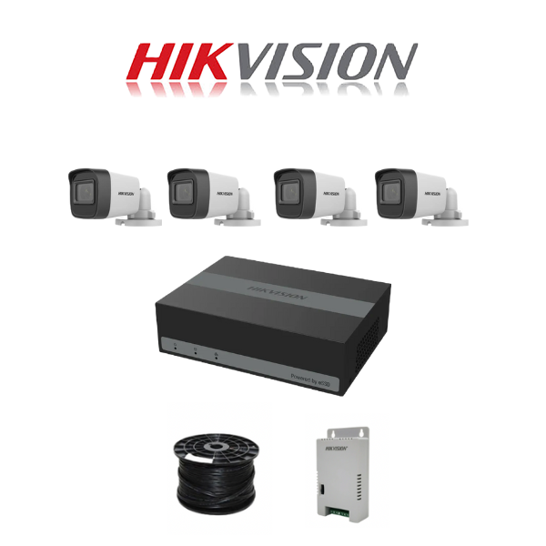 NEW HikVision 4 Ch Turbo HD Kit - NEW 4ch eDVR - 4 x HD1080P Camera - 20M Night vision - 330GB - 100m Cable