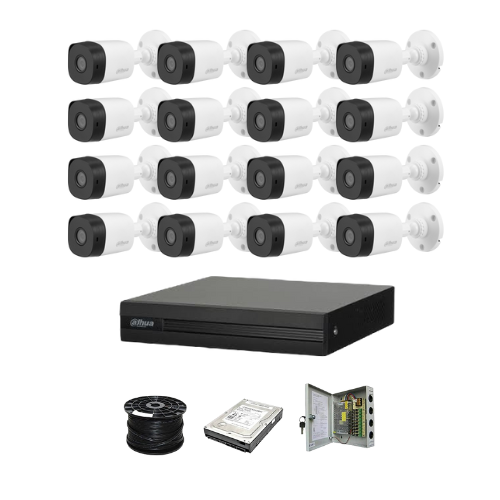 Dahua 16ch HDCVI kit - Pentra-Brid XVR - 16 x 1080P cameras - 20m Night vision - 1TB HDD - 100m cable