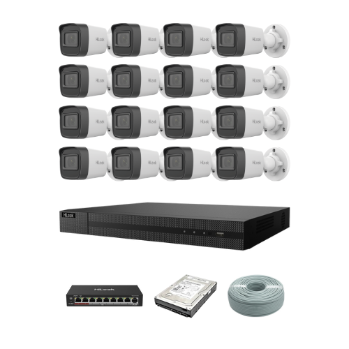 SALE! HiLook 2MP IP camera kit - 16ch NVR - 16 x 2MP IP cameras - 4TB HDD - 300M cable - 30M Night vision