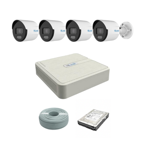 HiLook by Hikvision 4ch IP ColorVU Kit - 4ch NVR - 4 x 4MP IP ColorVU cameras 30M Night Vision, 1TB HDD, 100M Cable