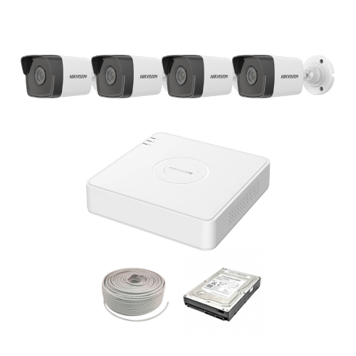 SALE! Hikvision 2MP IP Kit - 4ch NVR with 4POE, 4 x 2MP IP cameras 30m IR, 1TB HDD, 100m Cable